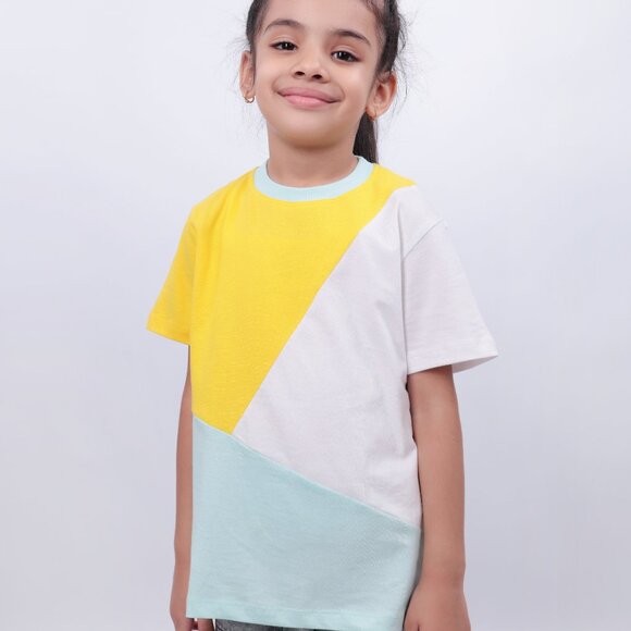 NEW Unisex Kids Colorblock T Shirt - Boy/Girl 100% Pure Cotton - Picture 8 of 8